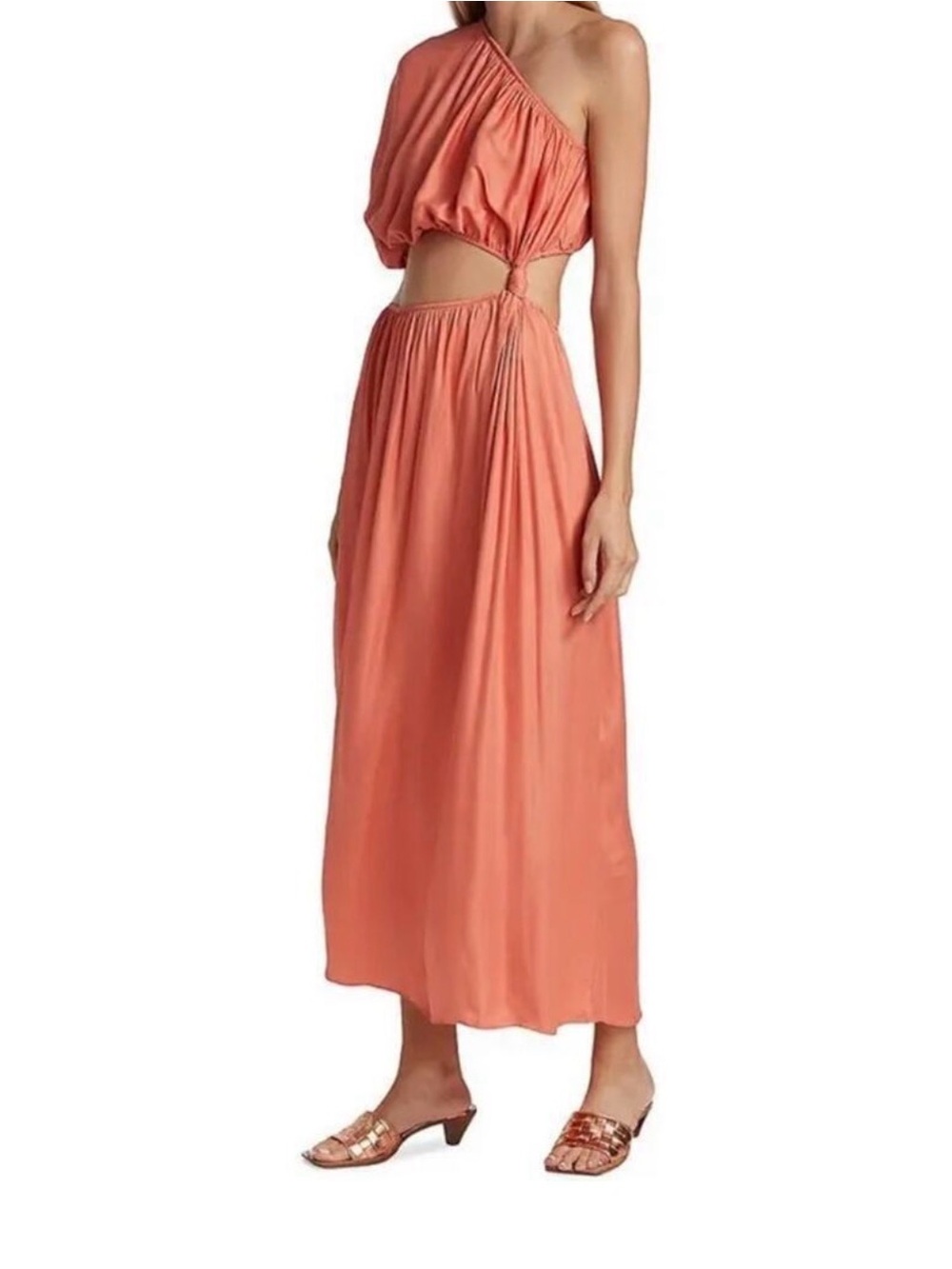 FARM Rio Coral One-Shoulder Cutout Maxi Skirt
